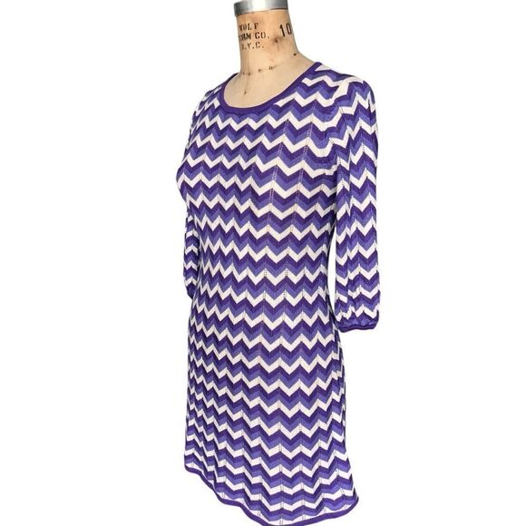 Alice + Olivia Purple Chevron Dress Size XS - Picture 3 of 7
